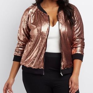 Charlotte Russe Sequin Zip-up Bomber Jacket